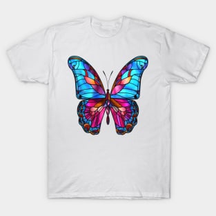 Stained Glass Colorful Butterfly #6 T-Shirt